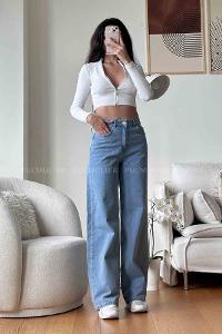 Light Blue Denim High Waist Denim Pants