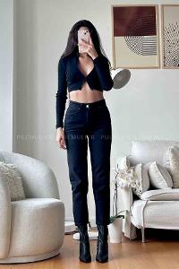 Smoked Denim High Waist Denim Pants