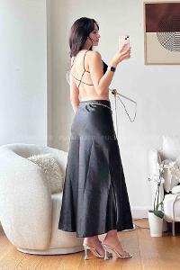 Black Saten Unprinted Skirt