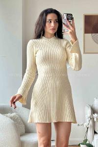 Stone Scoop Neck Knitwear Unprinted Dresess