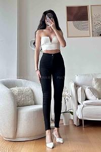 Black Denim High Waist Denim Pants