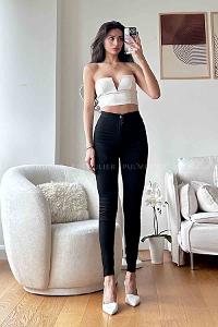 Black Denim High Waist Denim Pants