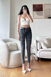 Anthracite Denim High Waist Denim Pants