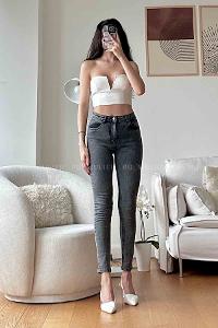 Anthracite Denim High Waist Denim Pants