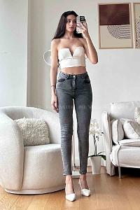 Anthracite Denim High Waist Denim Pants