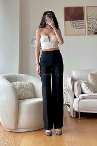 Black Wool High Waist Comfortable Pants