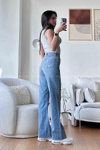 Ice Blue Denim High Waist Denim Pants