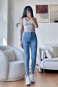 Light Blue Denim High Waist Denim Pants