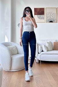 Dark Blue Denim High Waist Denim Pants