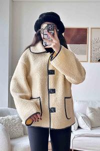 Beige Turtle Neck Long Arm Coat