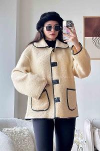 Beige Turtle Neck Long Arm Coat