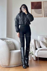 Black Turtle Neck Long Arm Coat