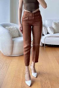 Brown Linen High Waist Linen Pants