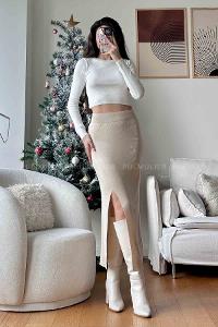 Cream Skin Unprinted Skirt