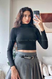 Black Normal Neck Short Arm Cotton Fabric Crop