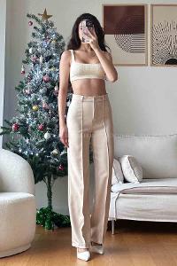 Stone Wool High Waist Comfortable Pants