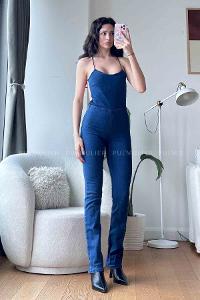 Denim Blue Shirt Collar Denim Unprinted Overalls