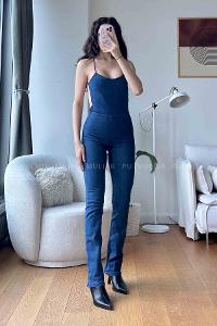 Denim Blue Shirt Collar Denim Unprinted Overalls