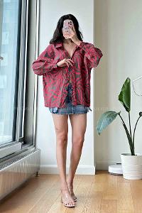 Pomegranate Flower Shirt Collar Long Arm Cotton Fabric Unprinted Shirt