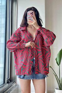 Pomegranate Flower Shirt Collar Long Arm Cotton Fabric Unprinted Shirt