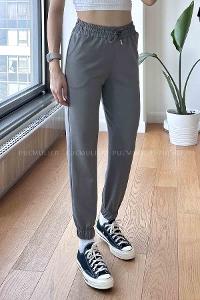 Gray Regular Trousers High Waist Regular Cut Bottom Tracksuit