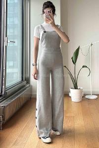 Gray Shirt Collar Denim Unprinted Overalls