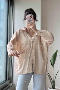 Mink Shirt Collar Long Arm Cotton Fabric Unprinted Shirt