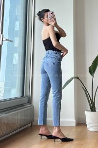 Light Blue Cotton High Waist Denim Pants