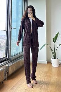 Eggplant Purple Shirt Collar Long Arm Without Accessories Cotton Fabric Regular Trousers Comfortable Suit