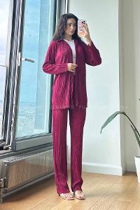 Sour Cherry Shirt Collar Long Arm Without Accessories Cotton Fabric Regular Trousers Comfortable Suit