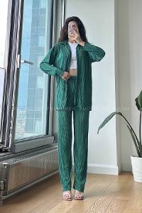 Green Shirt Collar Long Arm Without Accessories Cotton Fabric Regular Trousers Comfortable Suit