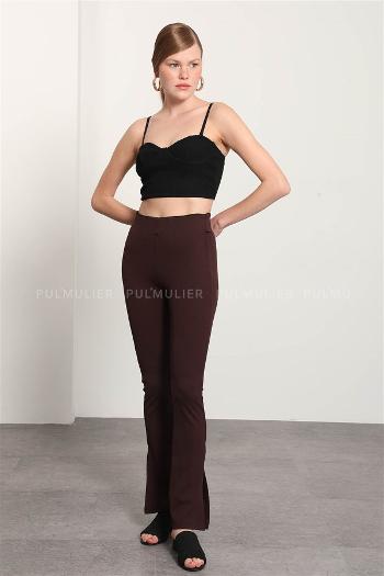 Brown Pool Neck Combed Fabric Unprinted Dresess