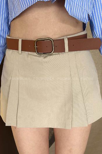 Beige Viscose Fabric Unprinted High Waist Sort