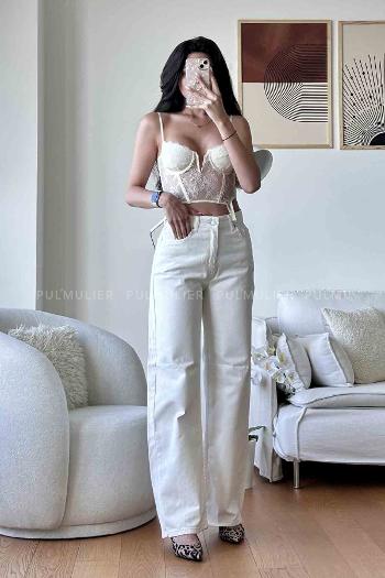 White Denim High Waist Denim Pants