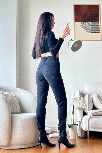 Smoked Denim High Waist Denim Pants