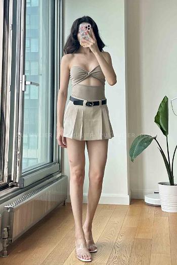 Stone Viscose Fabric Unprinted High Waist Sort