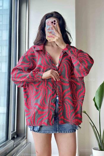 Pomegranate Flower Shirt Collar Long Arm Cotton Fabric Unprinted Shirt