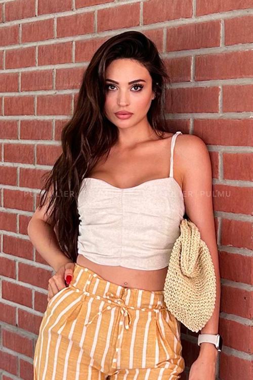 Stone Crew Neck Zero Arm Knitwear Crop