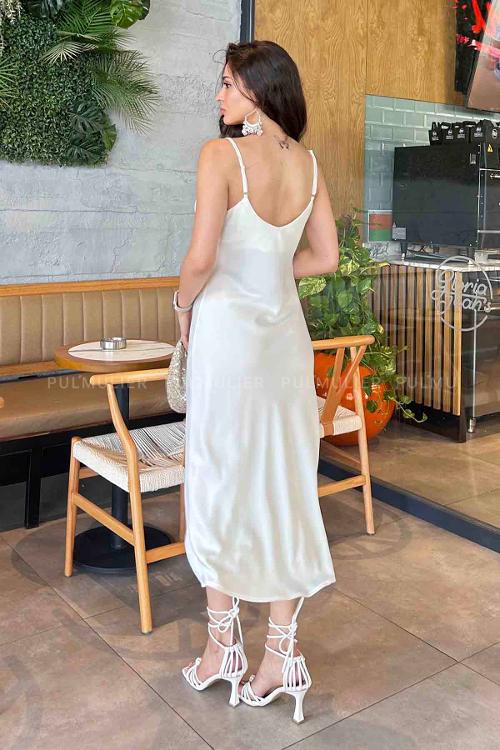 Ecru Scope Neck Knitwear Unprinted Dresess